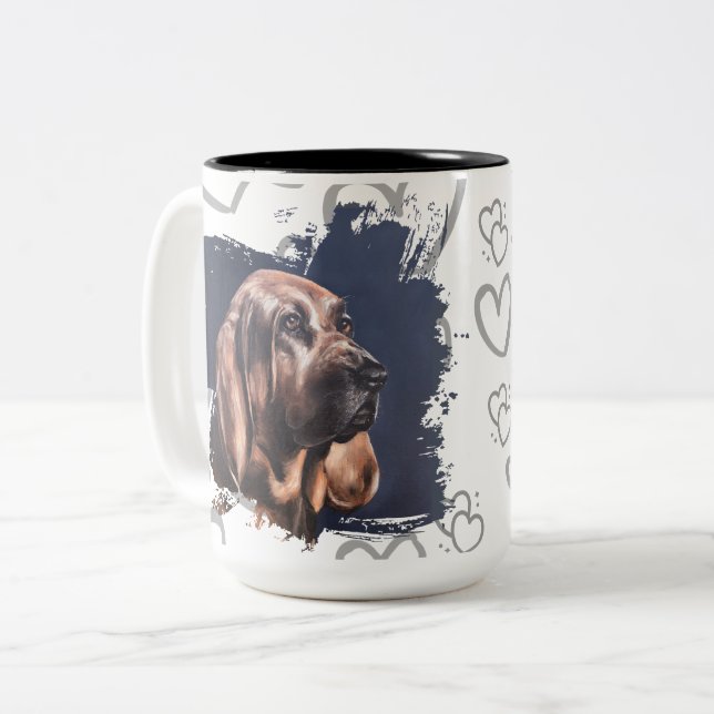Café Em Dois Tons caneca de amor de cão Bloodhound  (Frente Esquerda)
