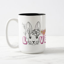 caneca de amor de coelhinho fofo