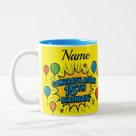 Café Em Dois Tons Caneca de Aniversário de 15 anos