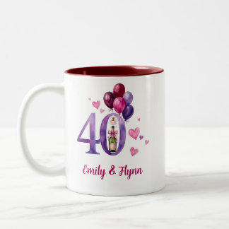 Café Em Dois Tons Caneca de Aniversário de Casamento Rubi 40 anos
