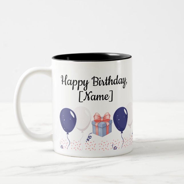 Café Em Dois Tons Caneca de Aniversário Personalizada (Esquerda)