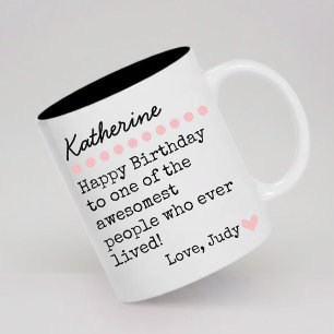 Café Em Dois Tons Caneca de Aniversário Personalizada com Nome Prese