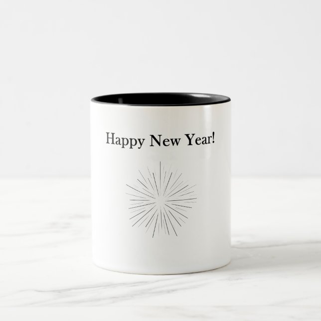 Café Em Dois Tons Caneca de Ano Novo Feliz Personalizável (Centro)