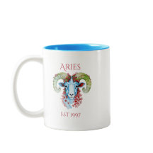 Caneca de Ano Personalizado Floral Áries de Duas C