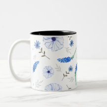 Caneca de Aquarela Flor Silvestre Azul