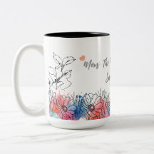 Caneca de Aquarela Floral para Mãe com Citação