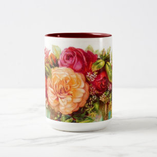 Café Em Dois Tons Caneca de Arranjo Floral Vintage
