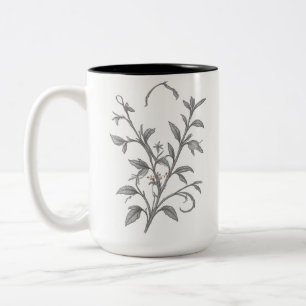 Café Em Dois Tons Caneca de Arte Botânica Floral Elegante