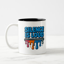 Café Em Dois Tons Caneca de Arte com Tipografia Negrito Silêncio é A