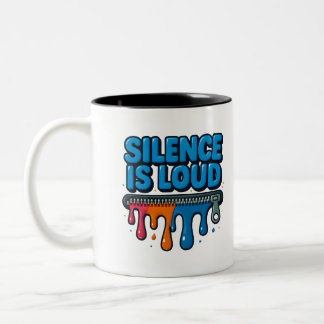 Café Em Dois Tons Caneca de Arte com Tipografia Negrito Silêncio é A