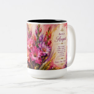 Café Em Dois Tons Caneca de Arte Floral de Gladíolo de Nascimento de