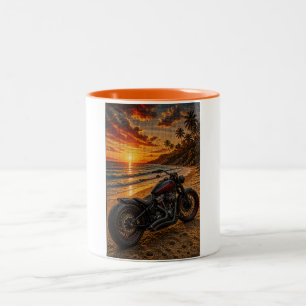 Café Em Dois Tons Caneca de Arte Mosaico Tropical Sunset Bobber