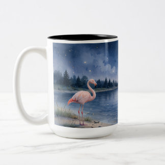 Café Em Dois Tons Caneca de árvore de Natal Flamingo