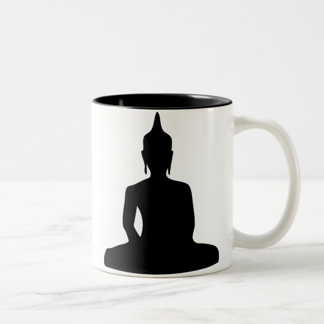 Café Em Dois Tons Caneca de assento da silhueta de Buddha (Direita)