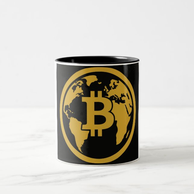 Café Em Dois Tons Caneca de ativo global Bitcoin (Centro)