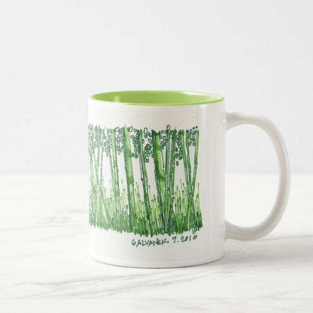Café Em Dois Tons Caneca de bambu do esboço (Direita)