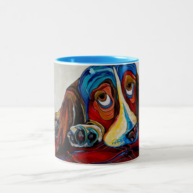 Café Em Dois Tons Caneca de Basset Hound (Centro)