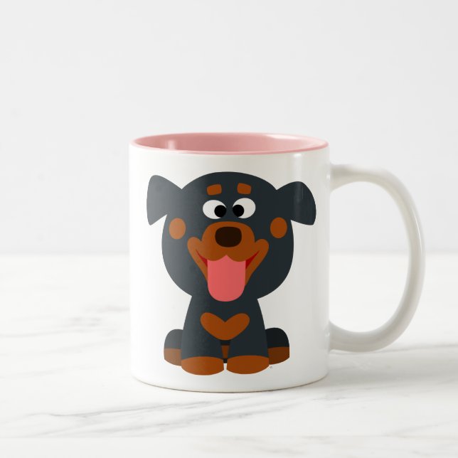Café Em Dois Tons Caneca de Bebê Rottweiler Desenho Fofo (Direita)