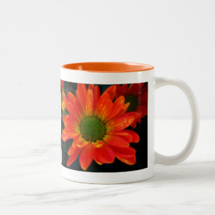 Café Em Dois Tons Caneca de Bebida de Flor de Outono Laranja