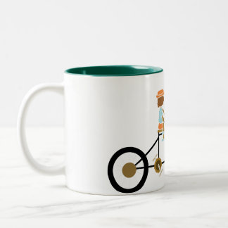 Café Em Dois Tons caneca de bicicleta da família de desenhos animado