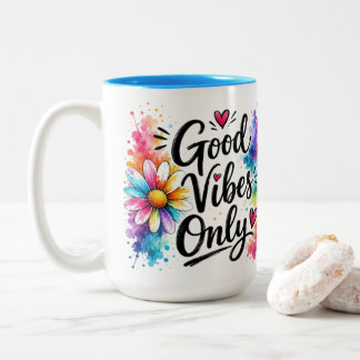 Café Em Dois Tons Caneca de Boas Vibrações