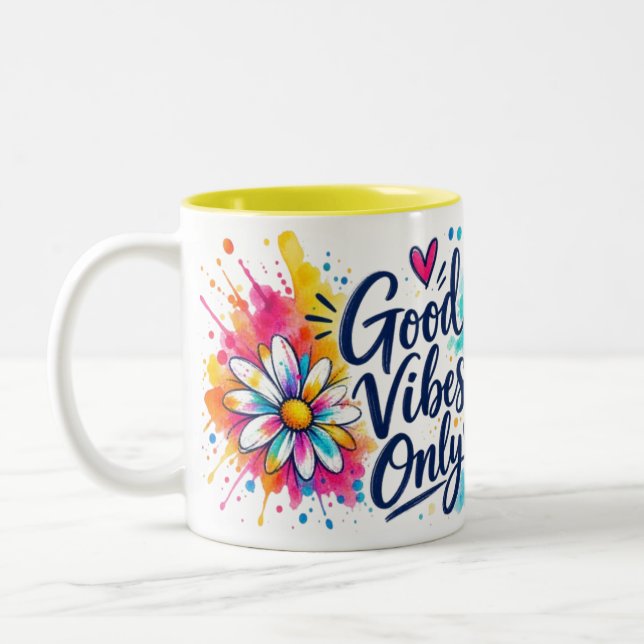 Café Em Dois Tons Caneca de Boas Vibrações (Esquerda)