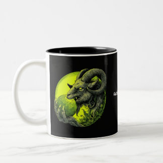 Café Em Dois Tons Caneca de Bode Hornudo Neon Verde