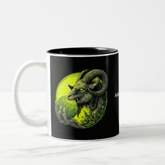 Café Em Dois Tons Caneca de Bode Hornudo Neon Verde (Esquerda)