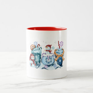 Café Em Dois Tons Caneca de Boneco de Neve