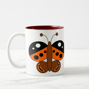 Café Em Dois Tons Caneca de Borboleta Colorida Bonita - Dama Pintada