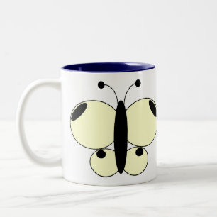 Café Em Dois Tons Caneca de Borboleta Colorida Bonita - Grande Branc