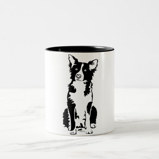 Café Em Dois Tons Caneca de border collie 11oz (Centro)