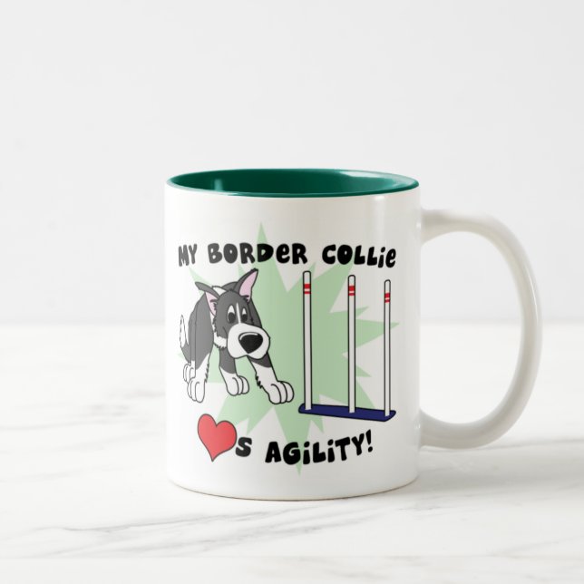 Café Em Dois Tons Caneca de border collie da agilidade dos desenhos (Direita)