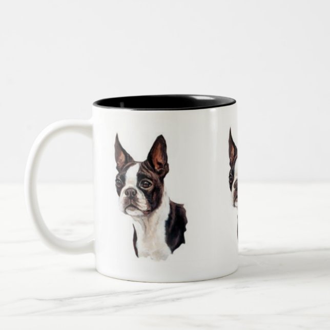 Café Em Dois Tons Caneca de Boston Terrier (Esquerda)