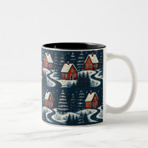 Caneca de Cabine de Inverno Aconchegante de Arte F