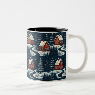 Café Em Dois Tons Caneca de Cabine de Inverno Aconchegante de Arte F