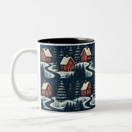 Café Em Dois Tons Caneca de Cabine de Inverno Aconchegante de Arte F