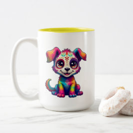 Café Em Dois Tons Caneca de Cachorro Colorido
