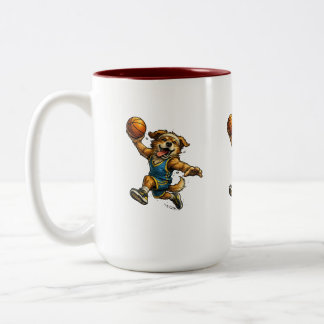 Café Em Dois Tons Caneca de Cachorro Engraçado de Basquete – Fila de