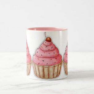 Café Em Dois Tons Caneca de Caffee do cupcake, cupcakes saborosos da