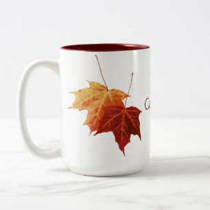 Café Em Dois Tons Caneca de Canadá das folhas de bordo