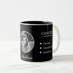 Café Em Dois Tons Caneca de Câncer com Foto e Nome Personalizados co
