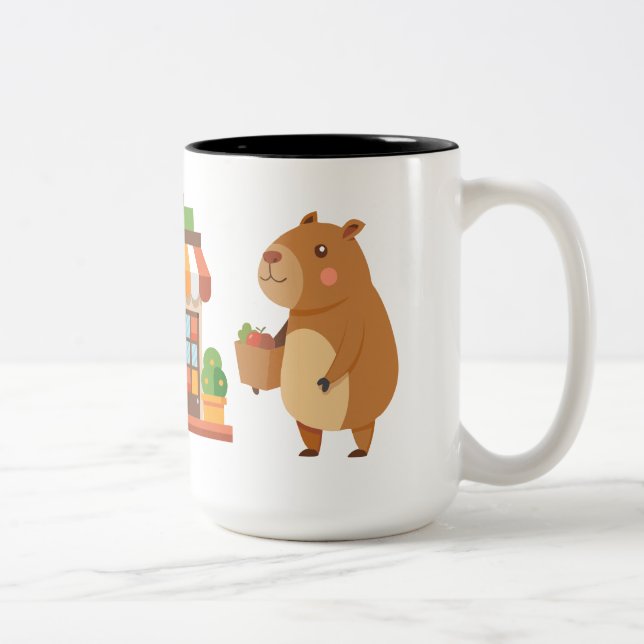 Café Em Dois Tons Caneca de capybara adorável (Direita)