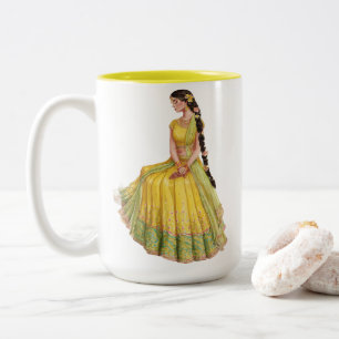 Café Em Dois Tons Caneca de Casamento Personalizada Mr & Mrs - Flora