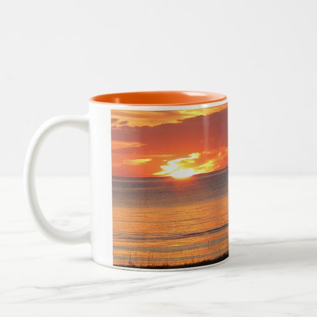 Café Em Dois Tons Caneca de Cena do Pôr do Sol (Esquerda)