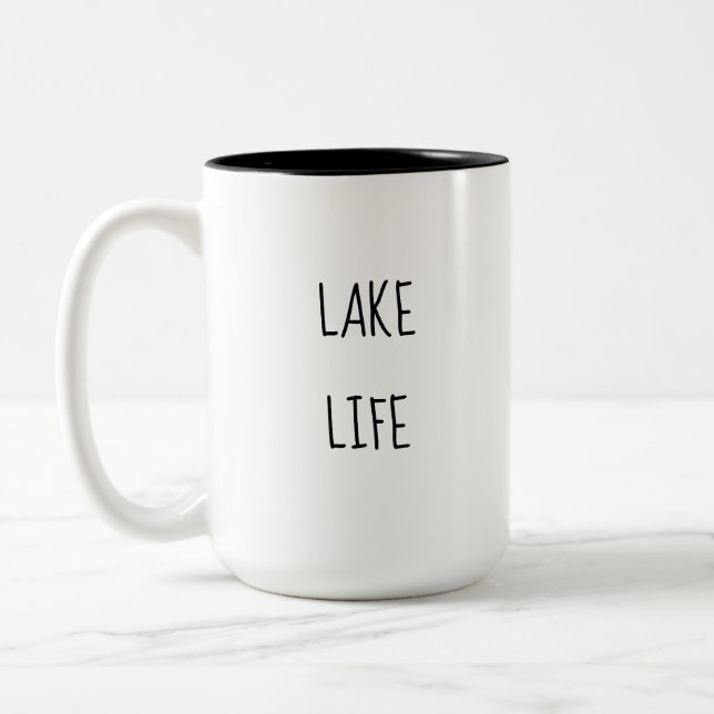 Café Em Dois Tons Caneca de Cerâmica Amante da Vida no Lago com Text (Esquerda)