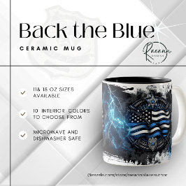 Café Em Dois Tons Caneca de Cerâmica Back the Blue para Agentes da L