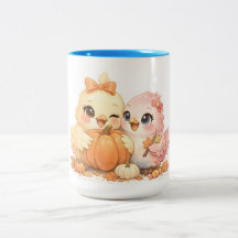 Caneca de Cerâmica Charmosa com Par de Pássaros de