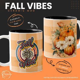 Café Em Dois Tons Caneca de Cerâmica com Abóboras e Flores e Vibraçõ