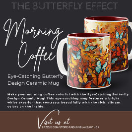 Café Em Dois Tons Caneca de Cerâmica com Design de Borboleta Atraent